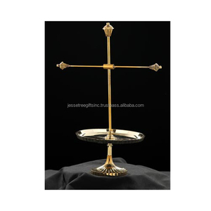 Tubo de metal y soporte de pastel de boda de dos niveles de mármol blanco con acabado chapado en oro forma heptagonal de alta calidad para organización - Product Image 2