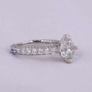 Anillo de boda de tendencia de corte redondo con diamantes cultivados en laboratorio de alta calidad de Plata de Ley 925 solitario único personalizado al por mayor para mujer - Product Image 2