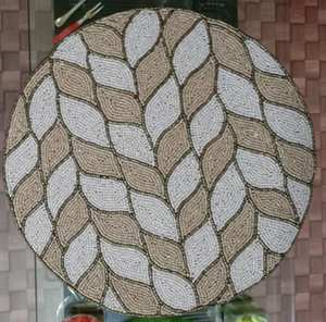 <b>Beaded</b> <b>Placemat</b> Handmade Round Charger for Luxury Dining & Holiday Decor Unique Piece Handmade <b>Beaded</b>, <b>Placemat</b>, Housewarming - Product Image 2