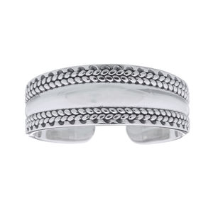 Ilusión de trenza doble de tamaño grande de plata 925 con anillo abierto central abultado - Product Image 2