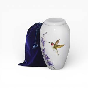 Urne funéraire violette lavande avec motif floral de rose argentée et finition brillante pour un souvenir affectueux - Product Image 3