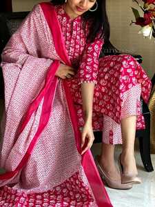 Tendance Vente Chaude Fantaisie Arrivée Indienne Traditionnelle Rayonne Kurti Pantalon Avec Dupatta Avec Numérique Imprimé Travail À Bon Marché - Product Image 2