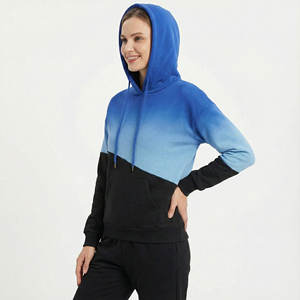 Sudaderas con Capucha de Diseño Personalizado al por Mayor para Mujer, Bloques de Color, Paneles en Contraste, Estilo Urbano, Corte Holgado, Bolsillo Tipo Canguro, Felpa de Algodón - Product Image 2