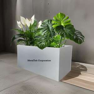 Jardinera Rectangular Grande de Metal Galvanizado para Decoración de Jardín, con Recubrimiento en Polvo, Orificios de Drenaje y Diseño Moderno - Product Image 5