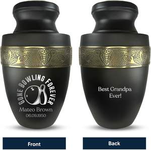 Urne de crémation humaine personnalisée pour adultes avec nom gravé personnalisé Date Navire pour les cendres et les séries Elite Lover Noir Taille personnalisée - Product Image 4