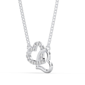 Bijoux fins en argent Sterling 925, collier avec pendentif en pierre de zircon cubique en forme de Double cœur pour femmes, vente en gros d'usine - Product Image 3