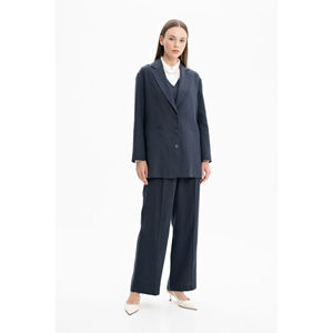 Veste en lin bleu marine coupe décontractée pour le printemps - Product Image 2