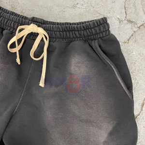 Usine directe de haute qualité hommes Fitness Shorts respirant lavé à l'acide short de bain poches Jogging motif solide 100% coton - Product Image 5