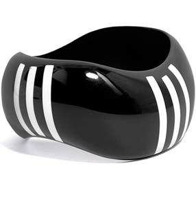 Brazalete de Resina Geométrico Vintage Moderno en Blanco y Negro, Brazaletes de Aleación Multicolor de Primera Calidad, Joyería Unisex para Mujer - Product Image 2