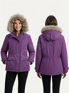 Fashionable Trendy <b>Fur</b> Hooded Winter Parka <b>Jacket</b> Warm Quilted Padded Zipper Coat Casual Outdoor Breathable <b>Short</b> Parka - Product Image 5