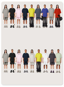 Colección de camisetas de manga corta informales de moda para hombres, Camiseta holgada de punto sólido en blanco para hombres - Product Image 2