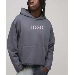 Abrigo con Capucha para Hombre, Corte Holgado, de Algodón, Cálido, con Estampado 3D, Borde Deshilachado, Forro Polar de Lujo - Product Image 1