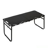 Table de camping pliable en acier carbone robuste avec support pour lanterne - Équipement tactique portable pour l'extérieur