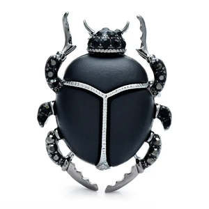 Élégante broche scarabée bleue en cristal et strass, alliage de zinc avec technologie de placage, motif floral, bijou cadeau - Product Image 4