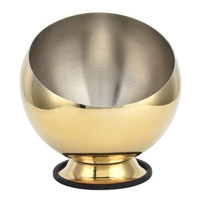 Cuenco de Metal para servir alimentos de la mejor calidad, cuenco para servir frutas secas chapado en oro brillante de alta calidad de acero inoxidable con base de soporte - Product Image 1