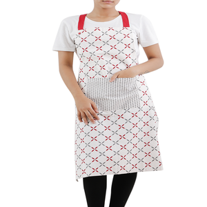 Delantal de cocina sin mangas con cintura de algodón natural rojo de alta calidad con correas ajustables y bolsillo frontal para uso doméstico y hotelero - Product Image 1