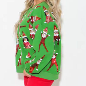 High Quality Womens 100% Cotton Crew Neck Sweatshirt | Winter Streetwear Fashion Slim Fit Custom <b>Sequin</b> <b>Top</b> - Product Image 4