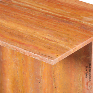 Mesa de Noche de Mármol Naranja, Moderna, Hecha a Mano, Cuadrada, Muebles de Dormitorio de Lujo, Sala de Estar de Apartamento, Diseño Minimalista - Product Image 2