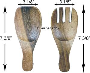 Mains à salade en bois d'acacia artisanales Serveurs à griffes en bois écologiques pour lancer et servir des salades, des fruits et des pâtes - Product Image 6