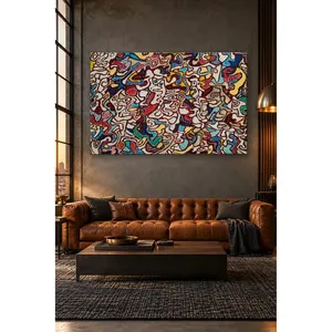 Fida Jean Dubuffet Figures colorées du labyrinthe Impression sur toile - Product Image 1