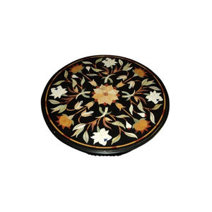 Table basse octogonale en marbre avec dessus en verre semi-précieux incrusté Assemblage facile Meubles de maison Décor fait à la main Moderne - Product Image 2