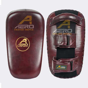 AERO MMA Muay Thai guantes de enfoque curvo almohadillas de entrenamiento logotipo personalizado OEM cuero genuino profesional Kickboxing almohadillas de bloqueo - Product Image 4