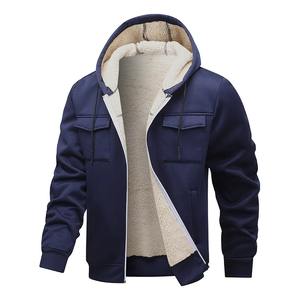 Chaqueta de Hombre para Otoño e Invierno, Gruesa, Cálida, con Capucha, Ropa Exterior Masculina, Color Sólido Simple, Manga Larga - Product Image 5