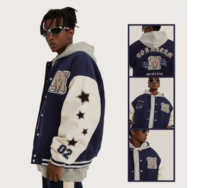 Nouvelle conception de veste bomber universitaire en laine/polyester à double boutonnage personnalisée - Product Image 6