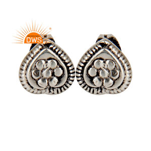 Pendientes de latón con tachuelas de diseño hecho a mano, joyería chapada en plata oxidada, fabricante de joyería - Product Image 3