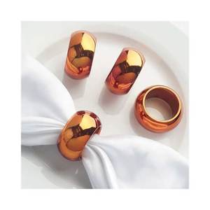 Anneau de serviette en métal rond doré brillant et scintillant pour les dîners de mariage, décoration de table, porte-serviettes - Product Image 3