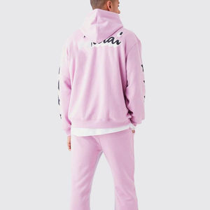 Ensembles de survêtement à capuche et de survêtement en coton épais délavé à l'acide pour hommes avec patch brodé d'appliques évasées zippées pour l'hiver - Product Image 4