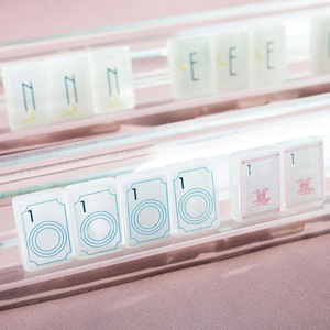 Ensemble <span class=keywords><strong>de</strong></span> mahjong américain <span class=keywords><strong>de</strong></span> luxe en nacre, 160 tuiles en acrylique avec décoration blanche élégante, la maison du mahjong pour des soirées <span class=keywords><strong>de</strong></span> <span class=keywords><strong>jeu</strong></span> chics - Product Image 5