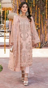 Travail lourd de broderie d'organza avec la collection de costume de Dupatta de filet de papillon - Product Image 4