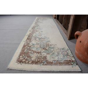 Tapis plat tissé en laine turque vintage 2.6x10.5ft motif patchwork beige-marron pour décorations de salon couloir utiliser du latex - Product Image 2