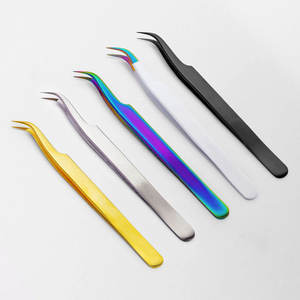 Pinzas de extensión de pestañas de injerto de acero inoxidable de Color personalizado de alta precisión Herramienta de pestañas postizas de Punta puntiaguda - Product Image 5