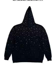 Customise Hot Selling High Quality New Blank <b>Pullover</b> 100% Cotton Hoodie Custom Diamond Rhinestone Hoodie <b>For</b> <b>Men</b> - Product Image 2