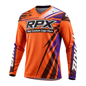 เสื้อเจอร์ซีย์มอเตอร์ครอส RPX แบบสั่งทำพิเศษ แขนยาว สำหรับผู้ชาย แห้งเร็ว สีส้มม่วง เสื้อแข่งรถ สำหรับทุกฤดูกาล - Product Image 4