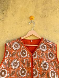 Gilet matelassé en coton fait main, veste de style bohème, 100% coton, style bohème, veste double boutonnage pour femmes - Product Image 3