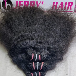 Paquets de cheveux Remy naturels bouclés bruts de donneur unique cheveux humains Jerry pour Chennai Inde Vente en gros d'usine indienne - Product Image 1