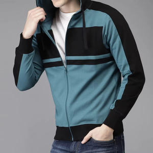 Top qualité Logo personnalisé hommes sweats à capuche hommes décontracté pleine fermeture éclair couleur unie respirant et confortable basique coton mélangé - Product Image 2