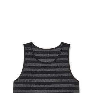 Camiseta sin mangas con estampado de diseño de rayas personalizado para hombre, camisetas sin mangas de alta elasticidad de tela de poliéster y algodón suave para hombre - Product Image 4