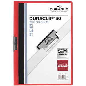Portapapeles Resistente DURACLIP 30 Din A4 de Plástico Duro con Cubierta Trasera Roja y Clip Negro, Producto Duradero - Product Image 3