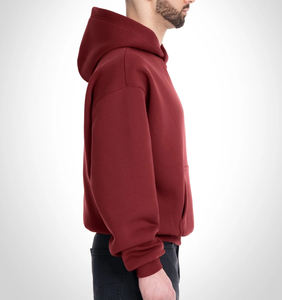 Sweat-shirt classique surdimensionné unisexe à épaules tombantes, poche kangourou, capuche double couche, poids lourd, mélange coton-polyester 400 GSM - Product Image 3