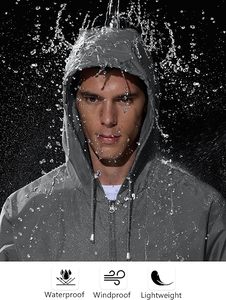 Veste de pluie unisexe, écologique, réversible, coupe-vent, imperméable, légère, pliable avec capuche, pour voyage, randonnée, cyclisme - Product Image 4