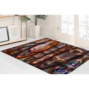 Tapis Masque Africain : Décoration de Salon, Tapis Antidérapant, Tapis Imprimé, Tapis Doux à Poils Longs - Product Image 1
