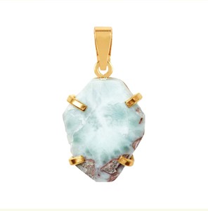 7x9mm poire Larimar pendentif joli bijoux en laiton argenté avec plaqué or cadeau d'anniversaire pour elle prix bas - Product Image 2