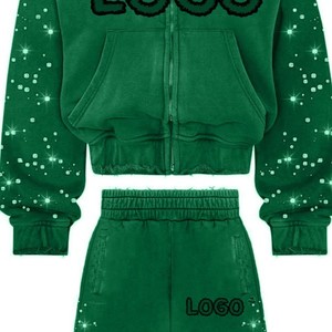 Hot Selling Men Rhinestone <b>Tracksuit</b> Winter Casual Eco-Friendly Breathable Custom Made Adult Sizes - Product Image 5