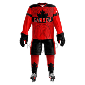 ชุดยูนิฟอร์มฮอกกี้น้ำแข็งแบบกำหนดเอง ผ้าโพลีเอสเตอร์ 100% 160 กรัม พิมพ์ลายด้วยความร้อน เป็นมิตรกับสิ่งแวดล้อม โลโก้แบบกำหนดเอง สำหรับผู้ใหญ่ทุกเพศ OEM - Product Image 2