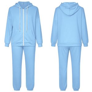 Conjunto de chándales de 2 piezas Sudadera de fitness de lana personalizada con pantalones de chándal con cremallera Trajes de chándal - Product Image 6