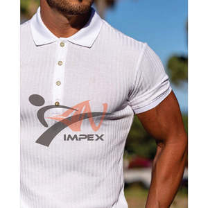 Camisa de golf ajustada de alta calidad para hombre personalizada algodón mercerizado manga corta botón decoración liso diseño de polo deporte Fitness - Product Image 3